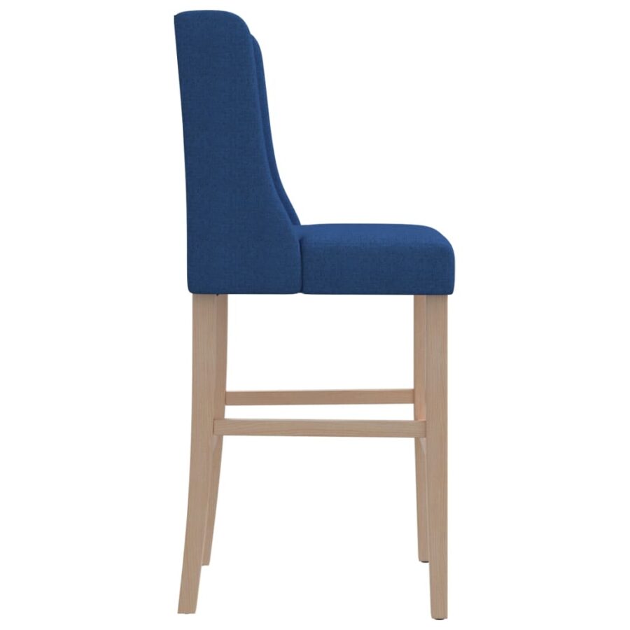 Barstoelen 2 st massief rubberhout en stof - Afbeelding 6