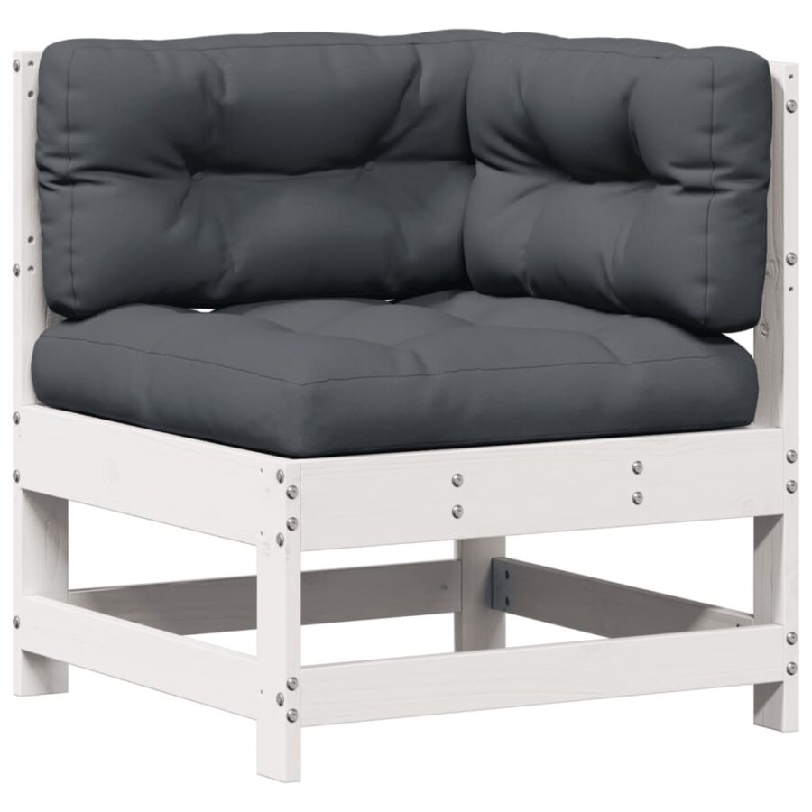 8-delige Loungeset met kussens massief grenenhout wit - Afbeelding 6