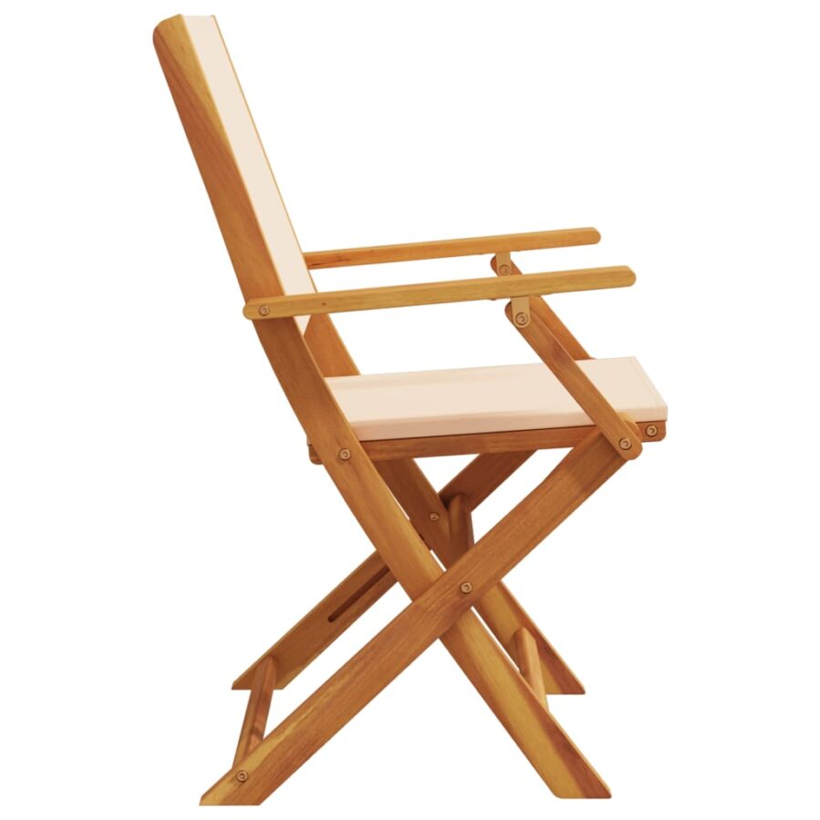 Tuinstoelen 4 st inklapbaar stof en massief hout beige - Afbeelding 5