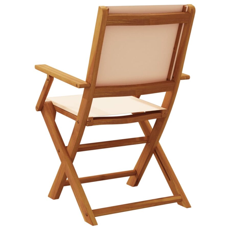 Tuinstoelen 4 st inklapbaar stof en massief hout beige - Afbeelding 6