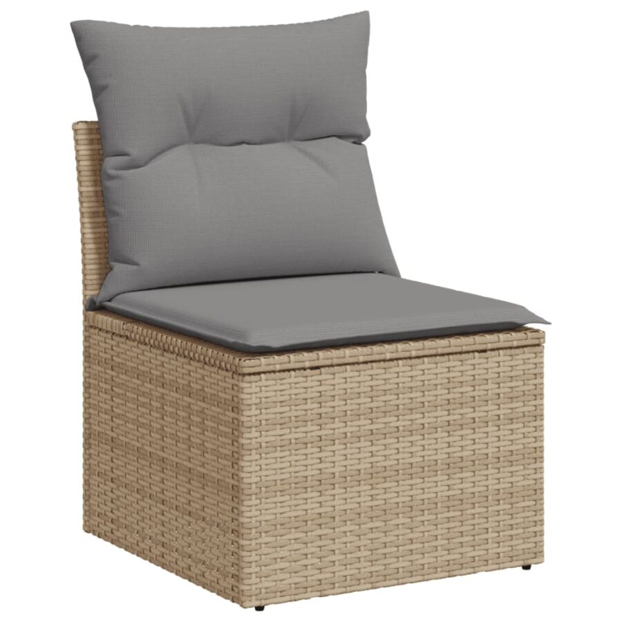 8-delige Loungeset met kussens poly rattan beige - Afbeelding 5