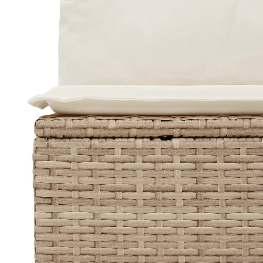 9-delige Loungeset met kussens poly rattan beige - Afbeelding 6