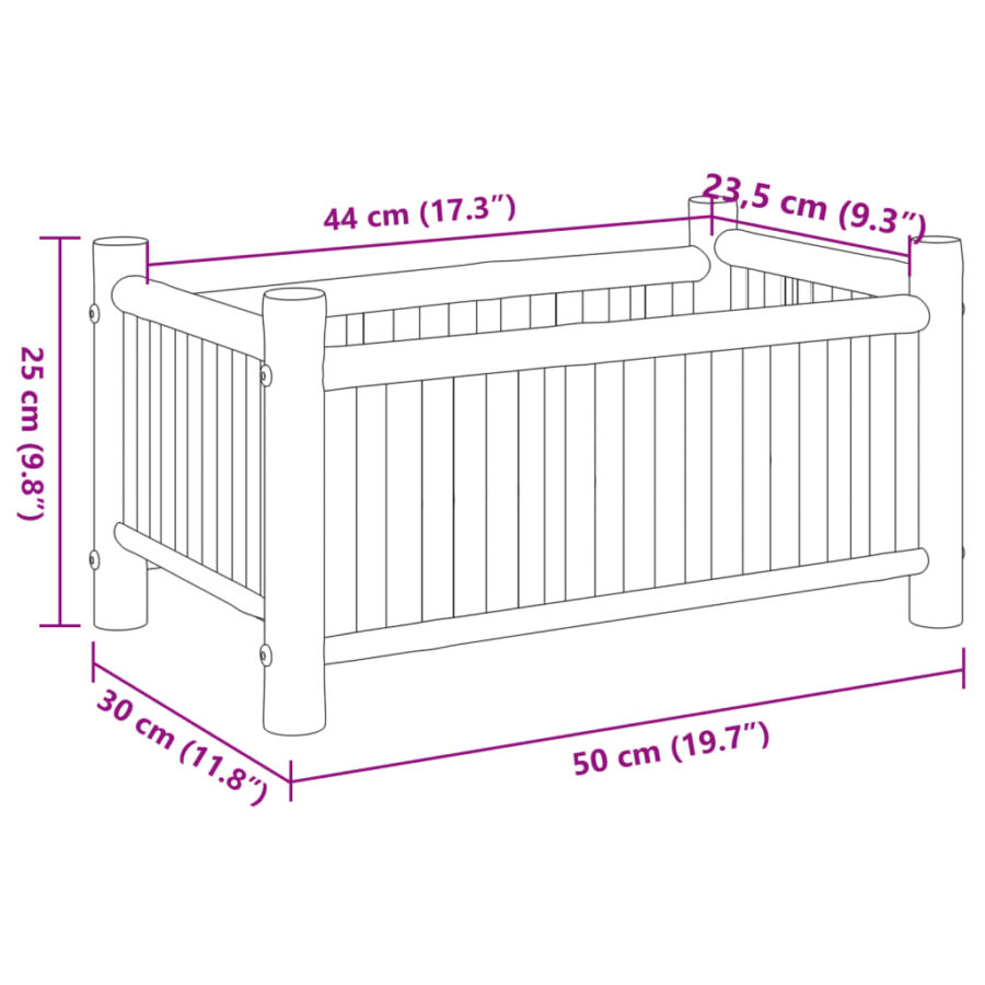 Plantenbak 50x30x25 cm bamboe - Afbeelding 8