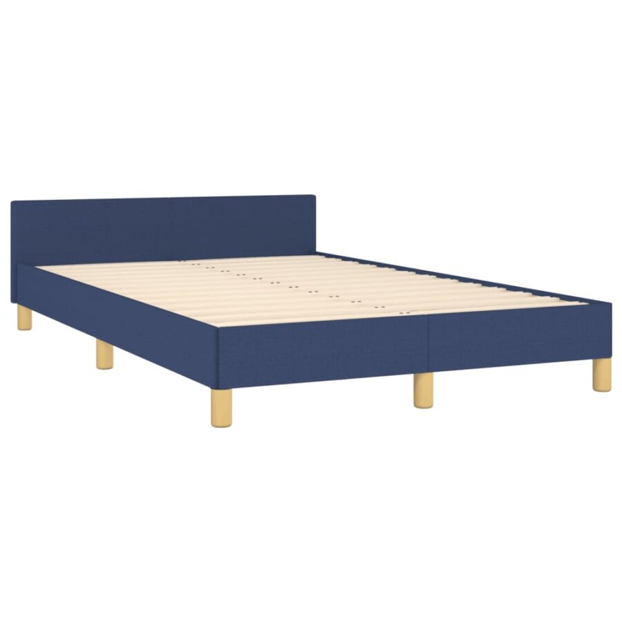 Bedframe met hoofdbord stof blauw 120x190 cm - Afbeelding 5