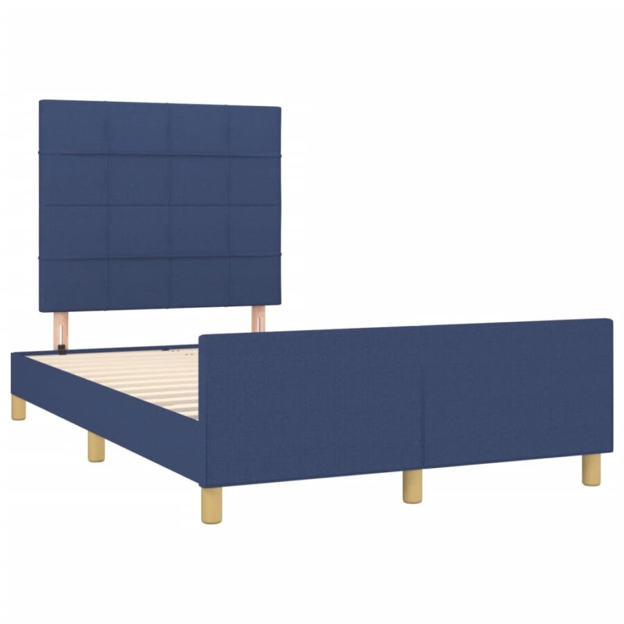 Bedframe met hoofdbord stof blauw 120x190 cm - Afbeelding 3