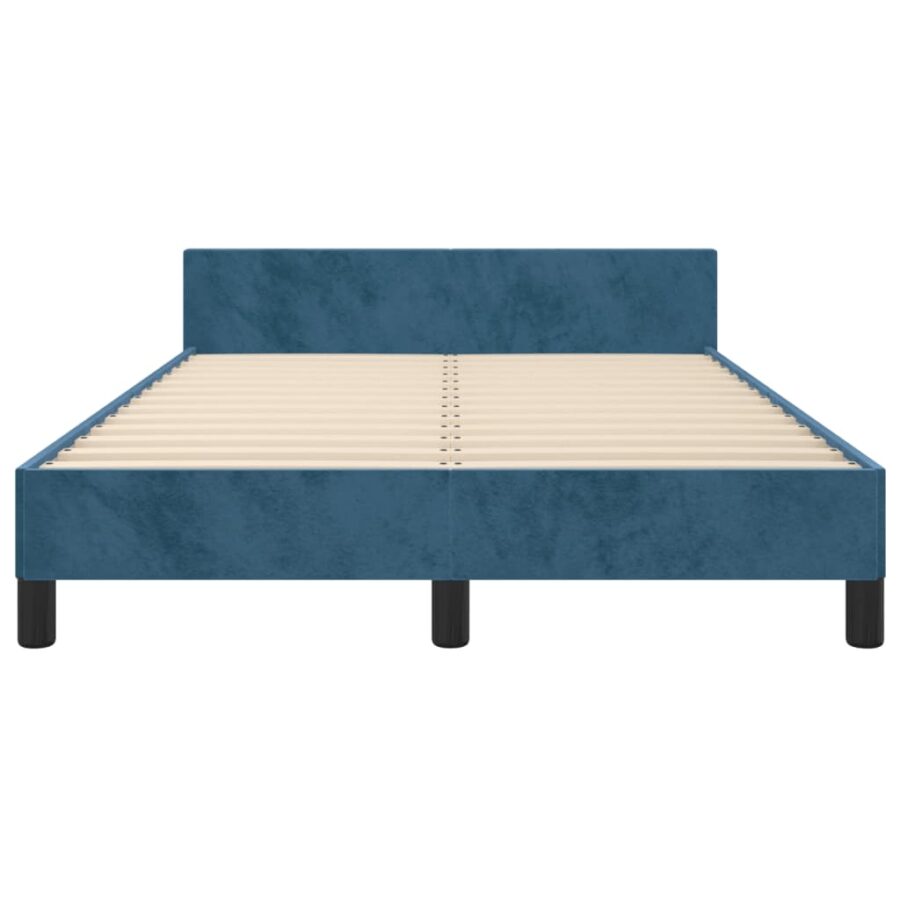 Bedframe met hoofdbord fluweel donkerblauw 120x190 cm - Afbeelding 6