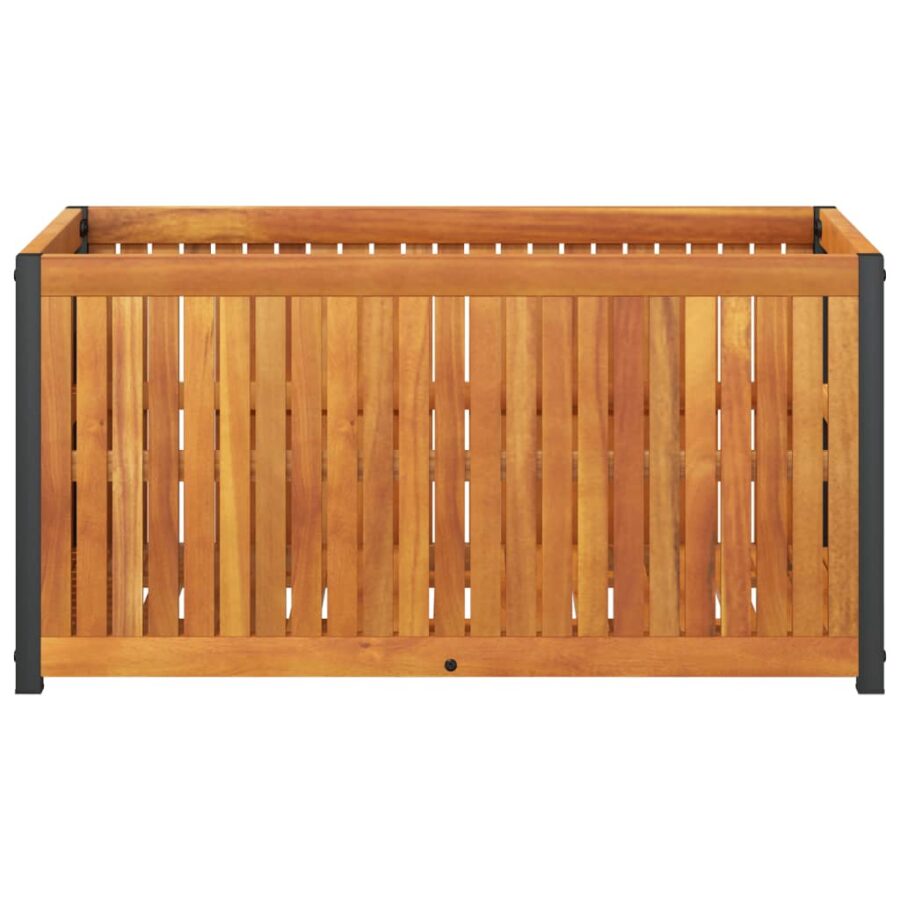 Plantenbak 85x45x44 cm massief acaciahout en staal - Afbeelding 4