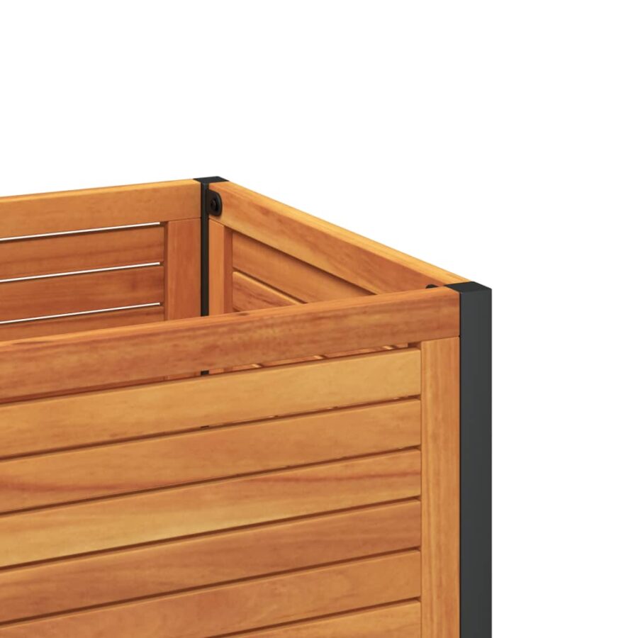 Plantenbak met schap 110x45x80 cm massief acaciahout en staal - Afbeelding 8