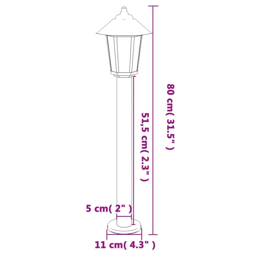 Vloerlamp voor buiten 3 st 80 cm roestvrijstaal zwart - Afbeelding 7