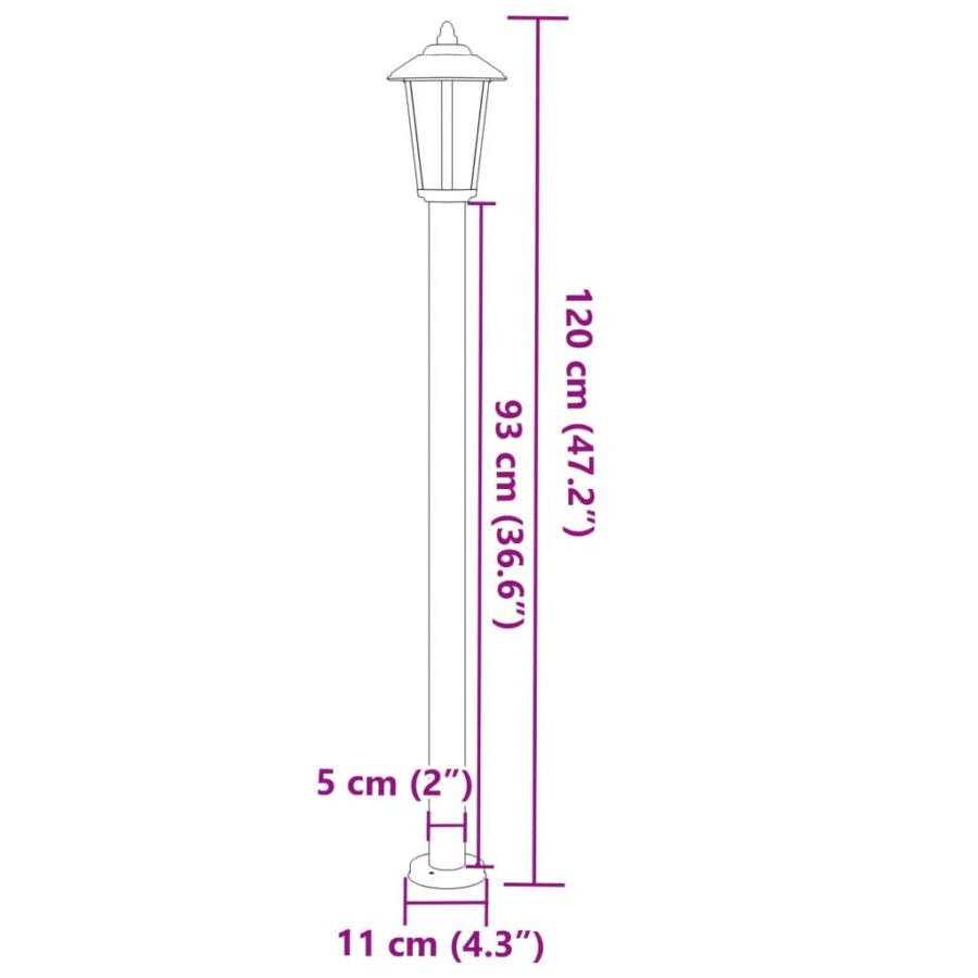 Vloerlamp voor buiten 3 st 120 cm roestvrijstaal zwart - Afbeelding 7