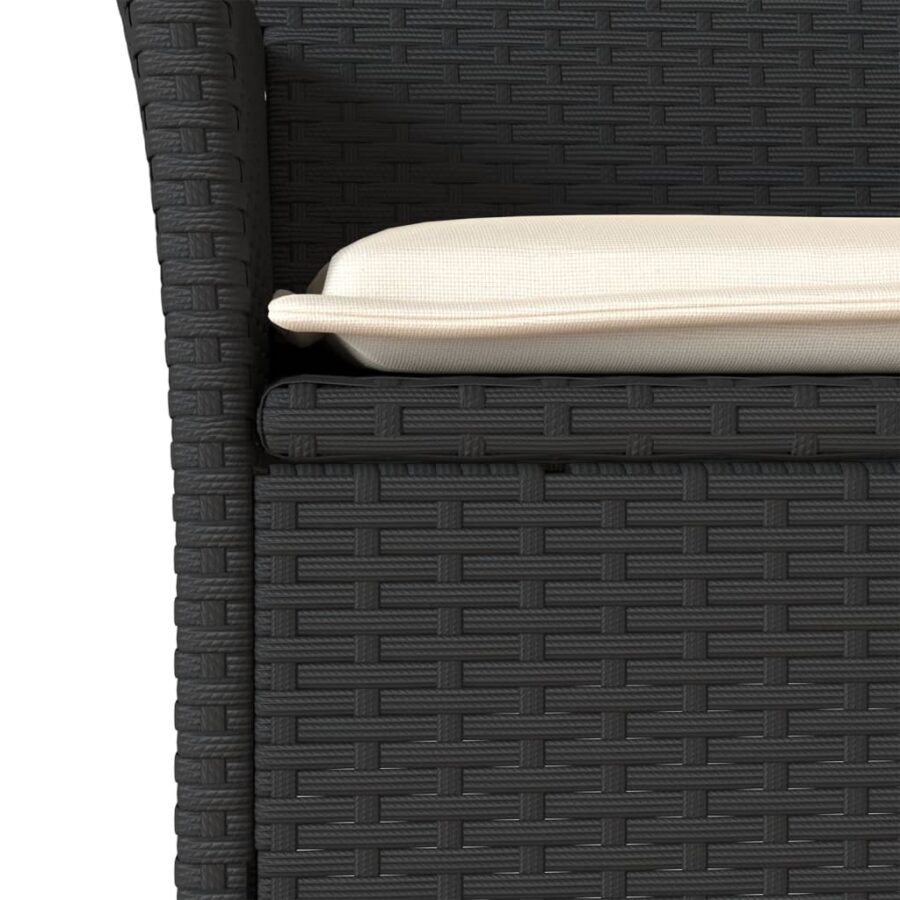 9-delige Tuinset met kussens poly rattan en glas zwart - Afbeelding 5