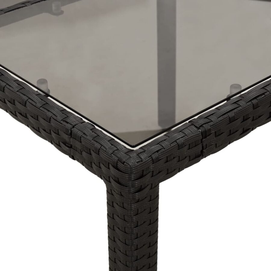9-delige Tuinset met kussens poly rattan en glas zwart - Afbeelding 6