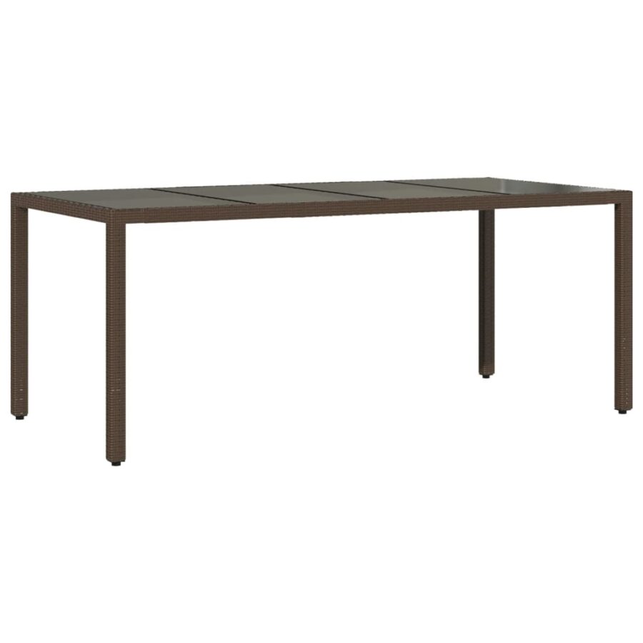 9-delige Tuinset met kussens poly rattan en glas bruin - Afbeelding 4