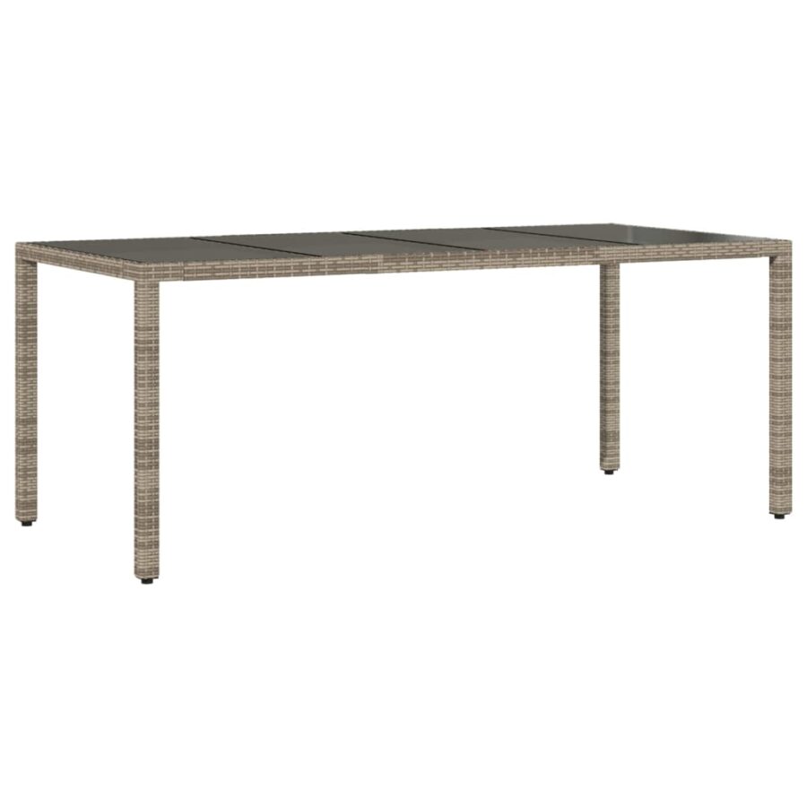 9-delige Tuinset met kussens poly rattan en glas grijs - Afbeelding 4