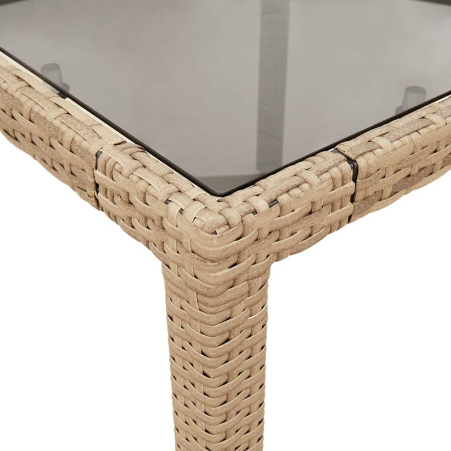 9-delige Tuinset met kussens poly rattan en glas beige - Afbeelding 6