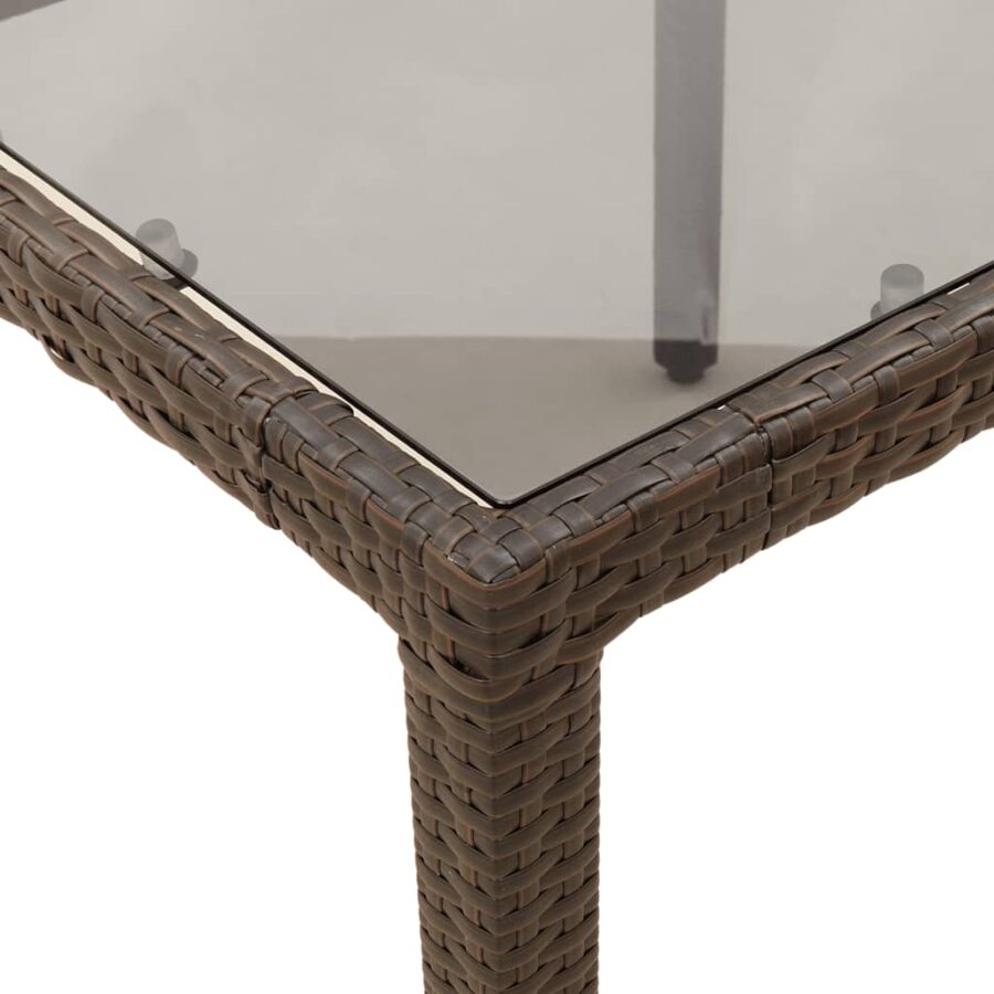 9-delige Tuinset met kussens poly rattan en glas bruin - Afbeelding 6