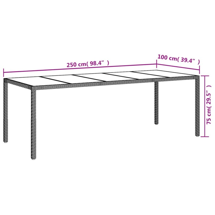 9-delige Tuinset met kussens poly rattan en glas grijs - Afbeelding 9