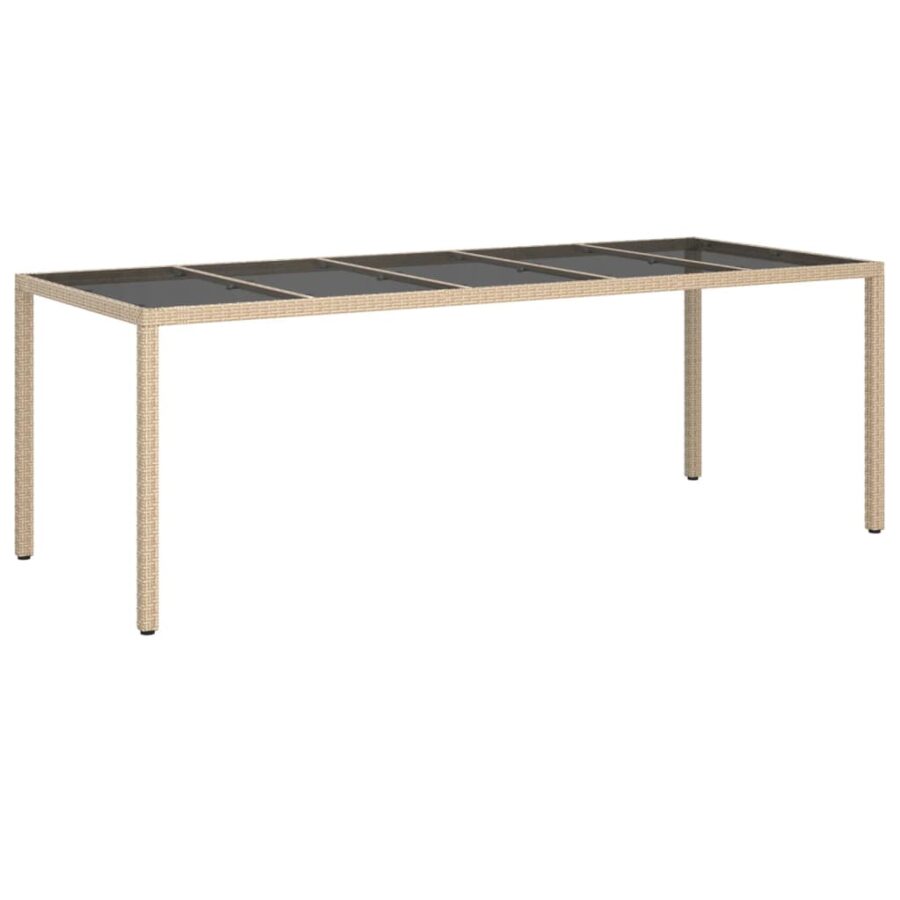 9-delige Tuinset met kussens poly rattan en glas beige - Afbeelding 4