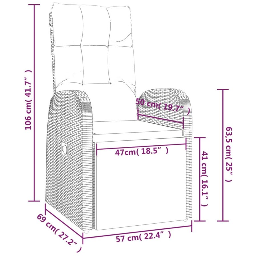 9-delige Tuinset poly rattan zwart - Afbeelding 9