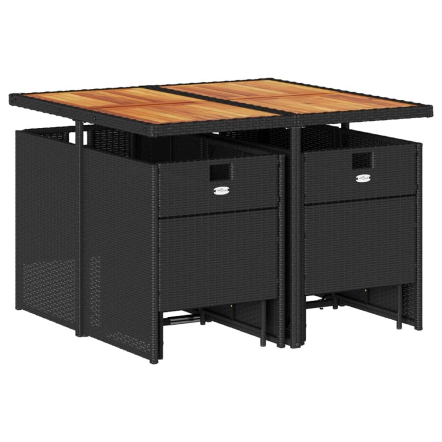 9-delige Tuinset poly rattan zwart - Afbeelding 3