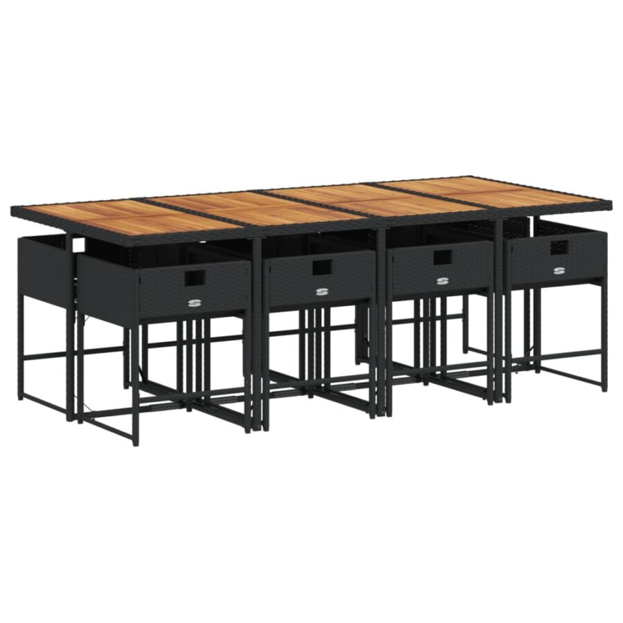 9-delige Tuinset poly rattan zwart - Afbeelding 3