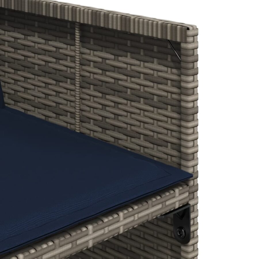 9-delige Tuinset met kussens poly rattan grijs - Afbeelding 6