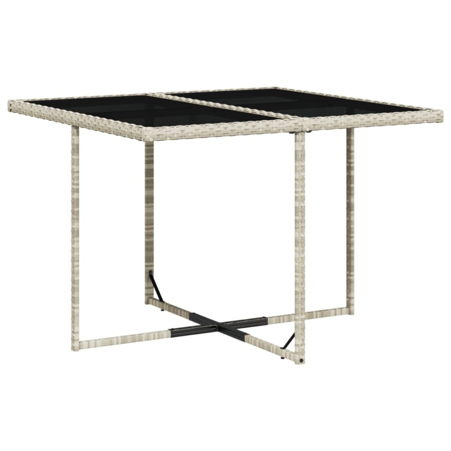 9-delige Tuinset met kussens poly rattan lichtgrijs - Afbeelding 4