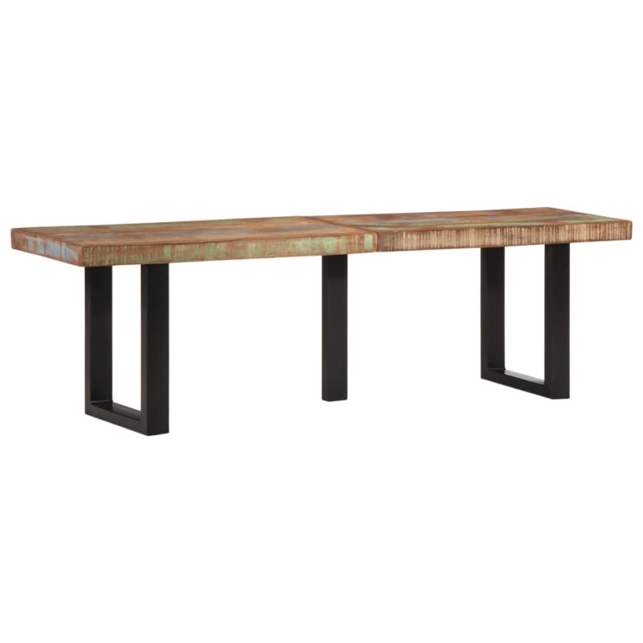 Bankje 160 cm massief gerecycled hout en staal - Afbeelding 11