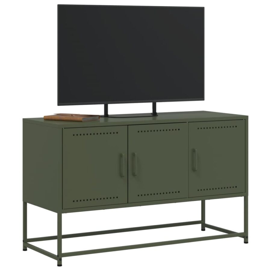 Tv-meubel 100,5x39x60,5 cm staal olijfgroen - Afbeelding 4