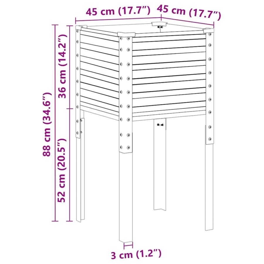 Plantenbak 45x45x88 cm staal groen - Afbeelding 8
