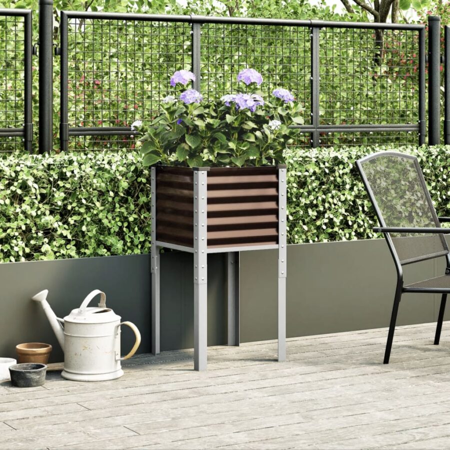 Plantenbak 45x45x88 cm staal bruin - Afbeelding 3