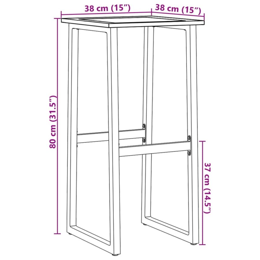 Barkrukken 2 st 38x38x80 cm gepoedercoat staal zwart - Afbeelding 10