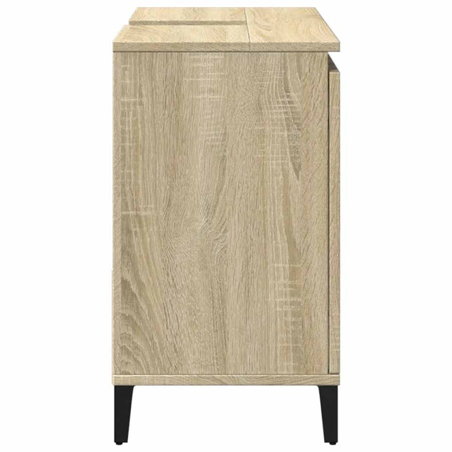 Badkamerkast 65x33x60 cm bewerkt hout sonoma eikenkleurig - Afbeelding 5
