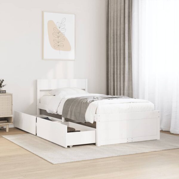 Bedframe zonder matras massief grenenhout wit 75x190 cm