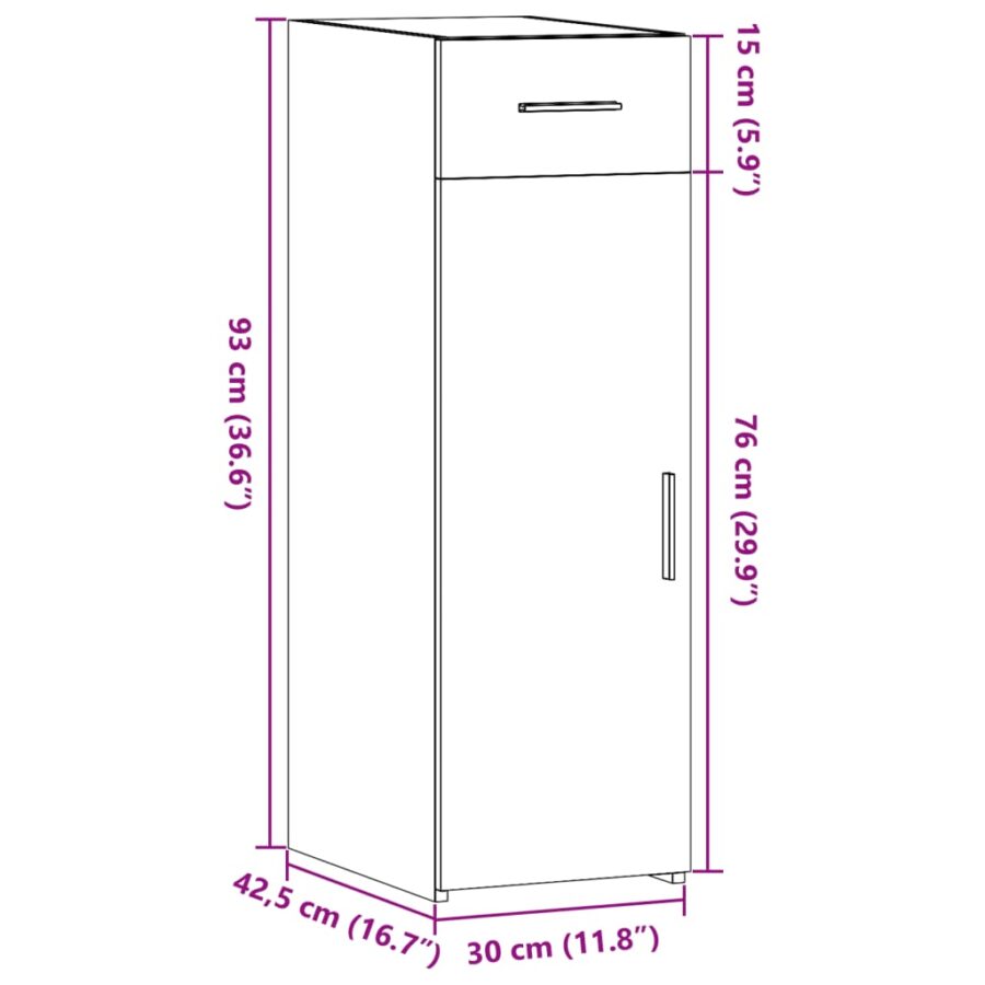 Dressoir 30x42,5x93 cm bewerkt hout grijs sonoma eikenkleurig - Afbeelding 11