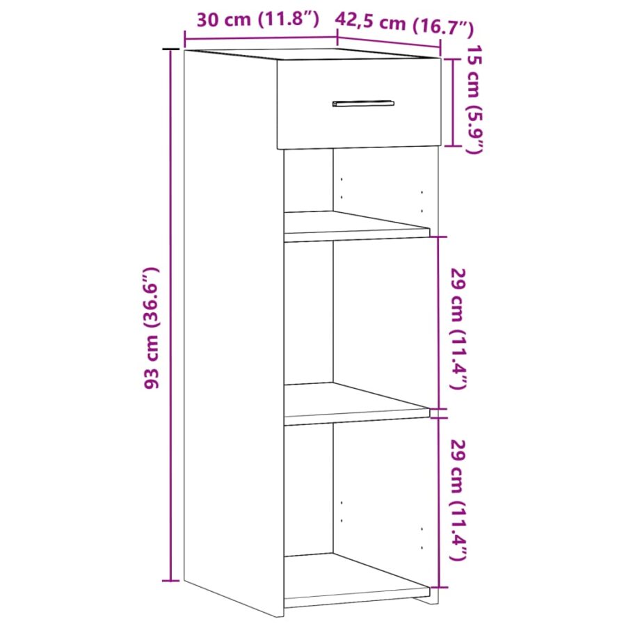 Dressoir 30x42,5x93 cm bewerkt hout betongrijs - Afbeelding 10