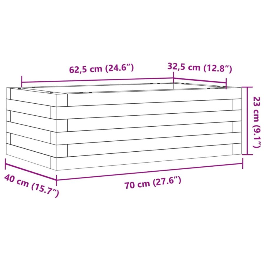 Plantenbak 70x40x23 cm massief grenenhout wit - Afbeelding 10