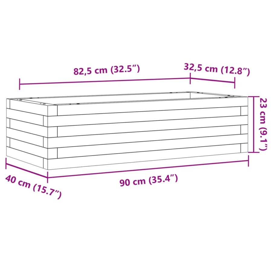 Plantenbak 90x40x23 cm massief grenenhout - Afbeelding 10