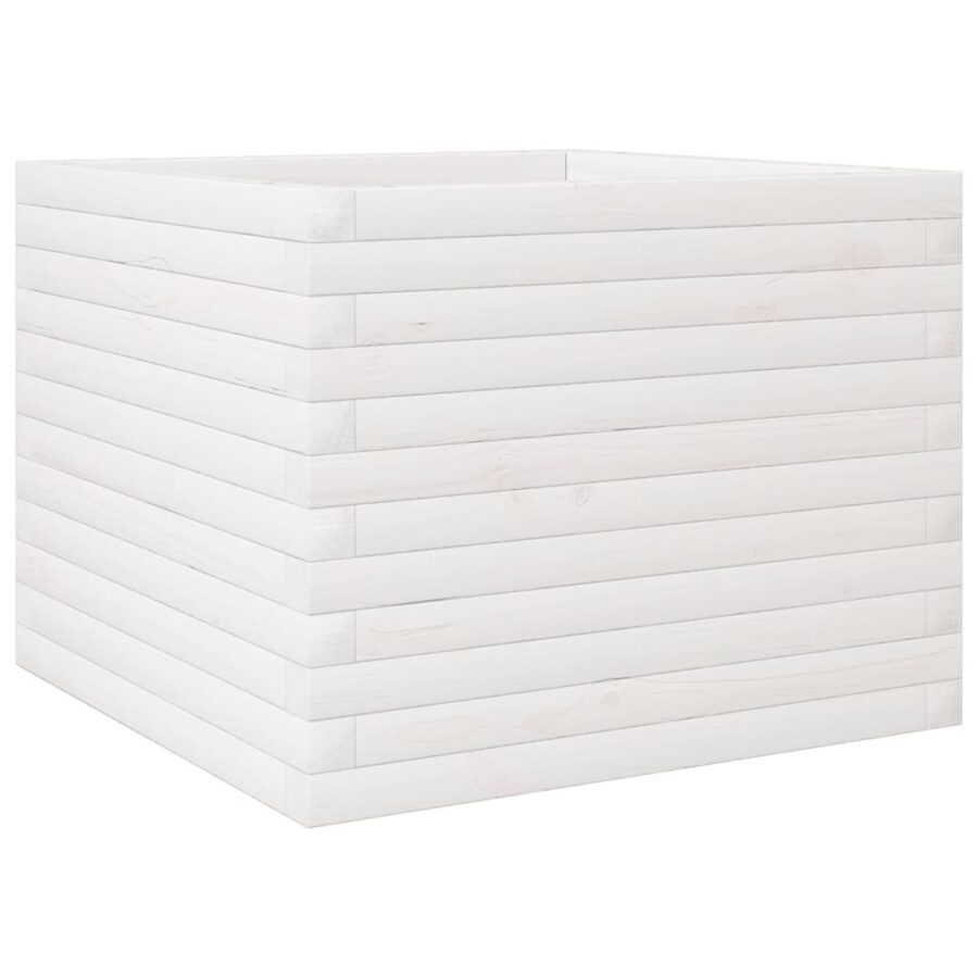 Plantenbak 60x60x45,5 cm massief grenenhout wit - Afbeelding 2
