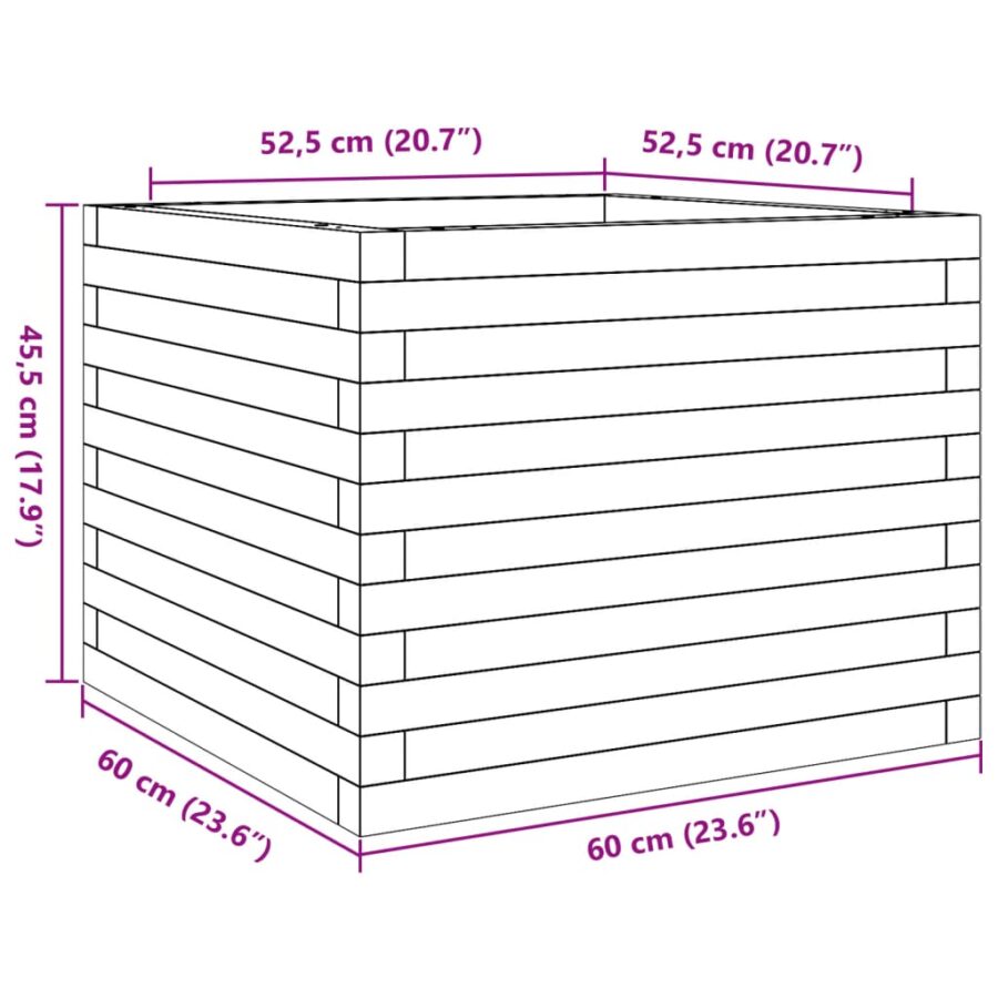 Plantenbak 60x60x45,5 cm massief grenenhout wit - Afbeelding 10