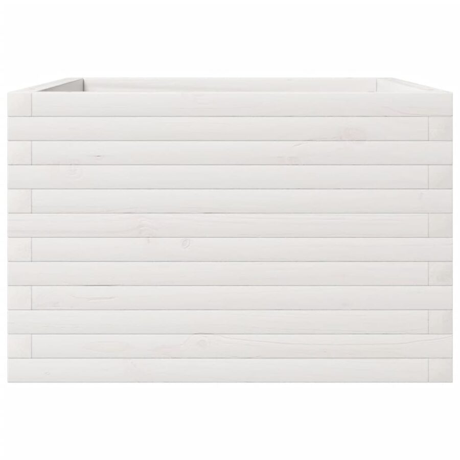Plantenbak 70x70x45,5 cm massief grenenhout wit - Afbeelding 5