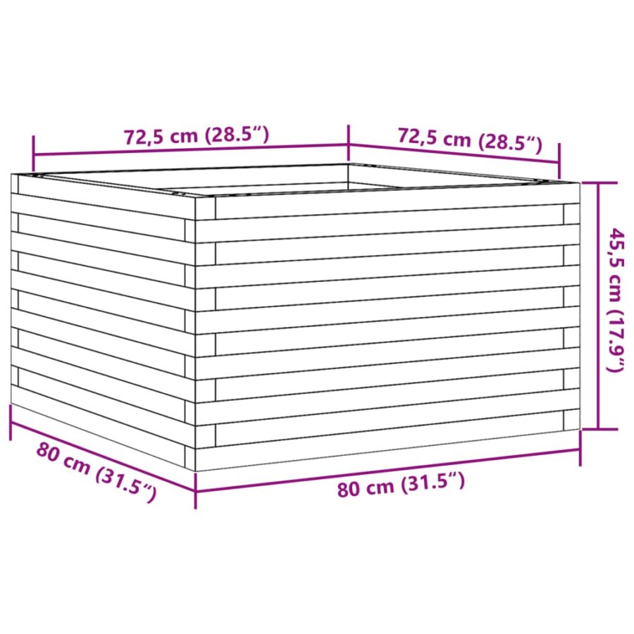 Plantenbak 80x80x45,5 cm massief grenenhout - Afbeelding 10