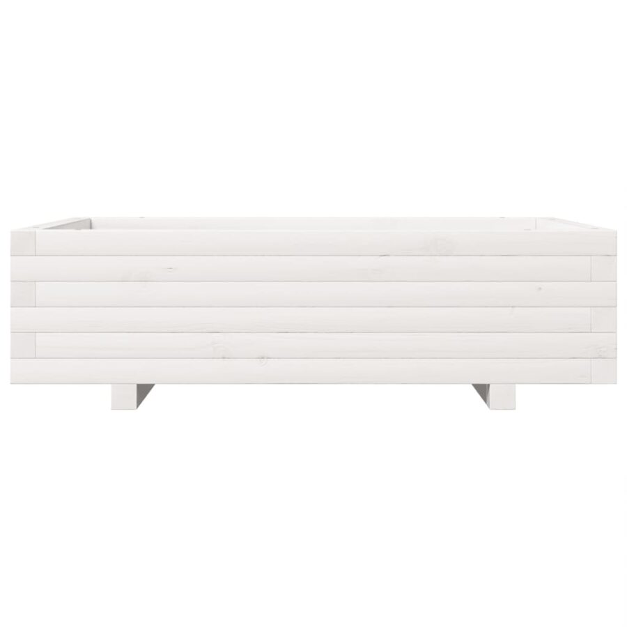 Plantenbak 90x60x26,5 cm massief grenenhout wit - Afbeelding 5