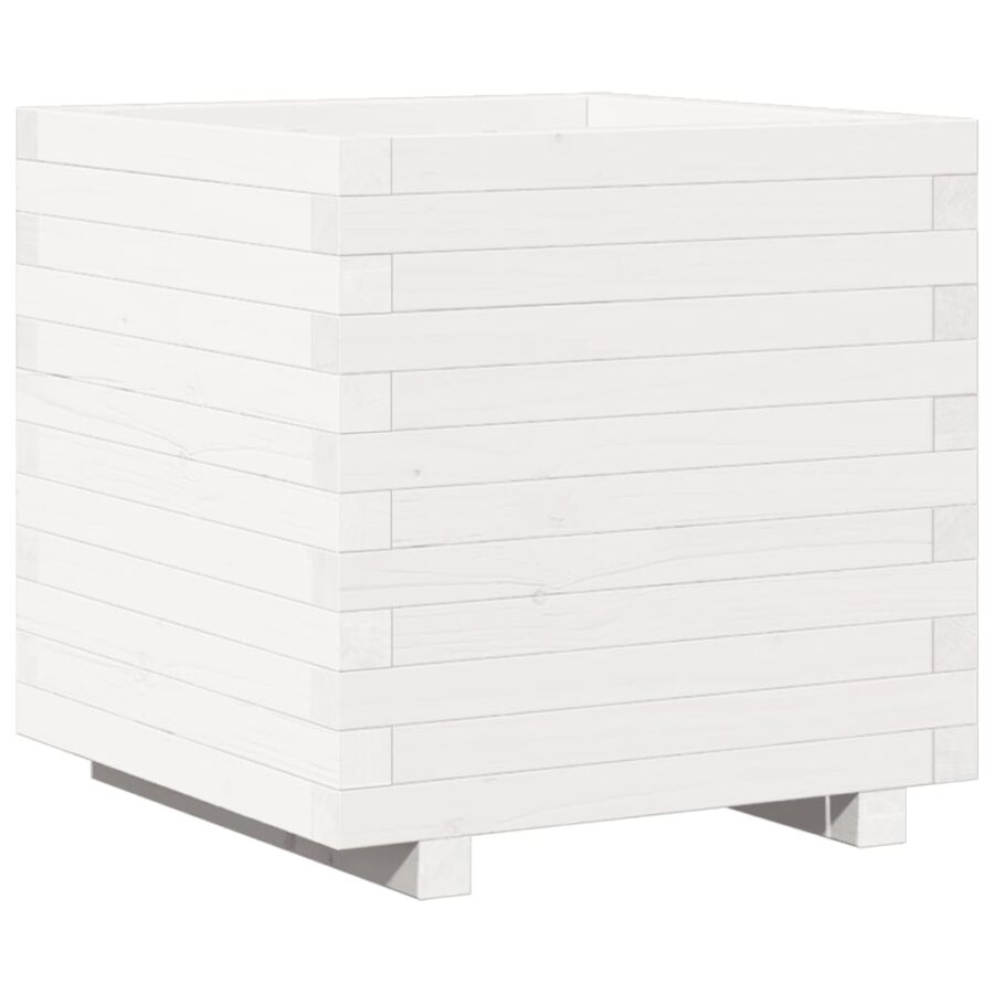 Plantenbak 50x50x49,5 cm massief grenenhout wit - Afbeelding 2