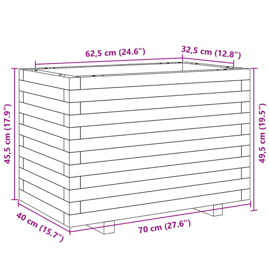 Plantenbak 70x40x49,5 cm massief grenenhout wasbruin - Afbeelding 10
