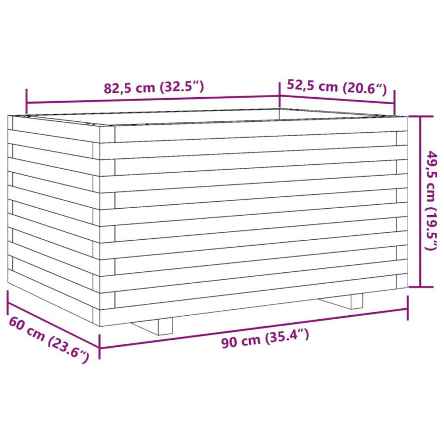 Plantenbak 90x60x49,5 cm massief douglashout - Afbeelding 10