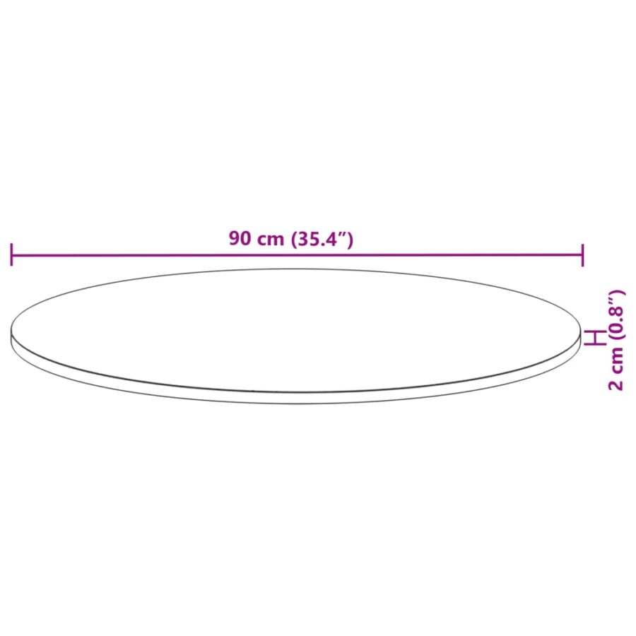 Tafelblad rond Ø 90x2 cm massief acaciahout - Afbeelding 9