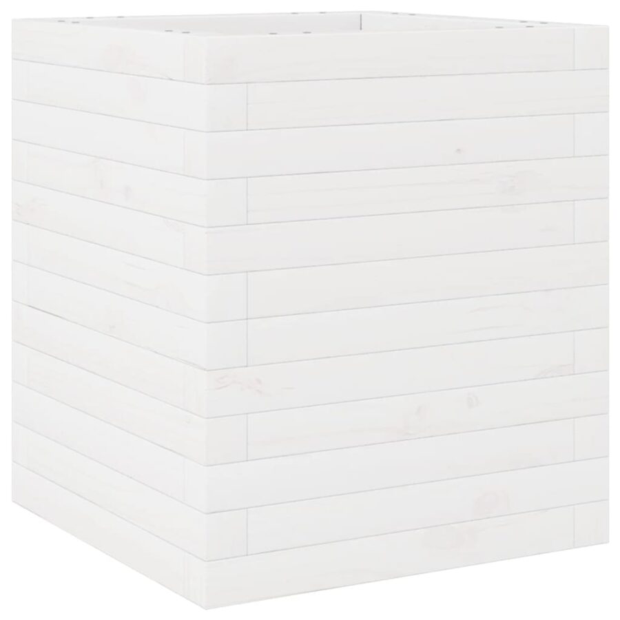 Plantenbak 40x40x46 cm massief grenenhout wit - Afbeelding 7