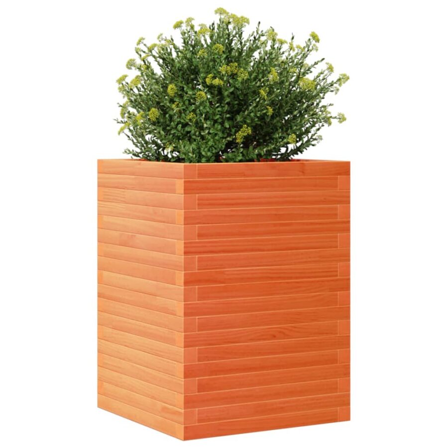 Plantenbak 50x50x68,5 cm massief grenenhout wasbruin - Afbeelding 4