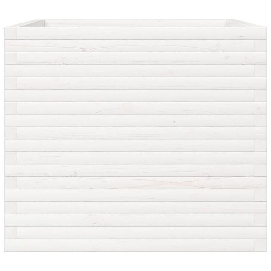 Plantenbak 80x80x68,5 cm massief grenenhout wit - Afbeelding 6